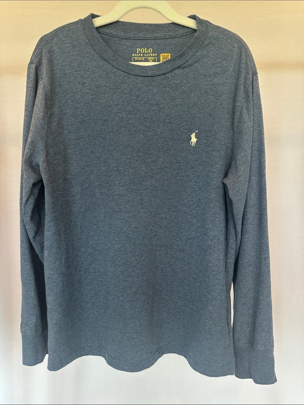 Polo by Ralph Lauren Cotton Jersey Long-Sleeve Crewneck Tee Blue Medium (10-12)